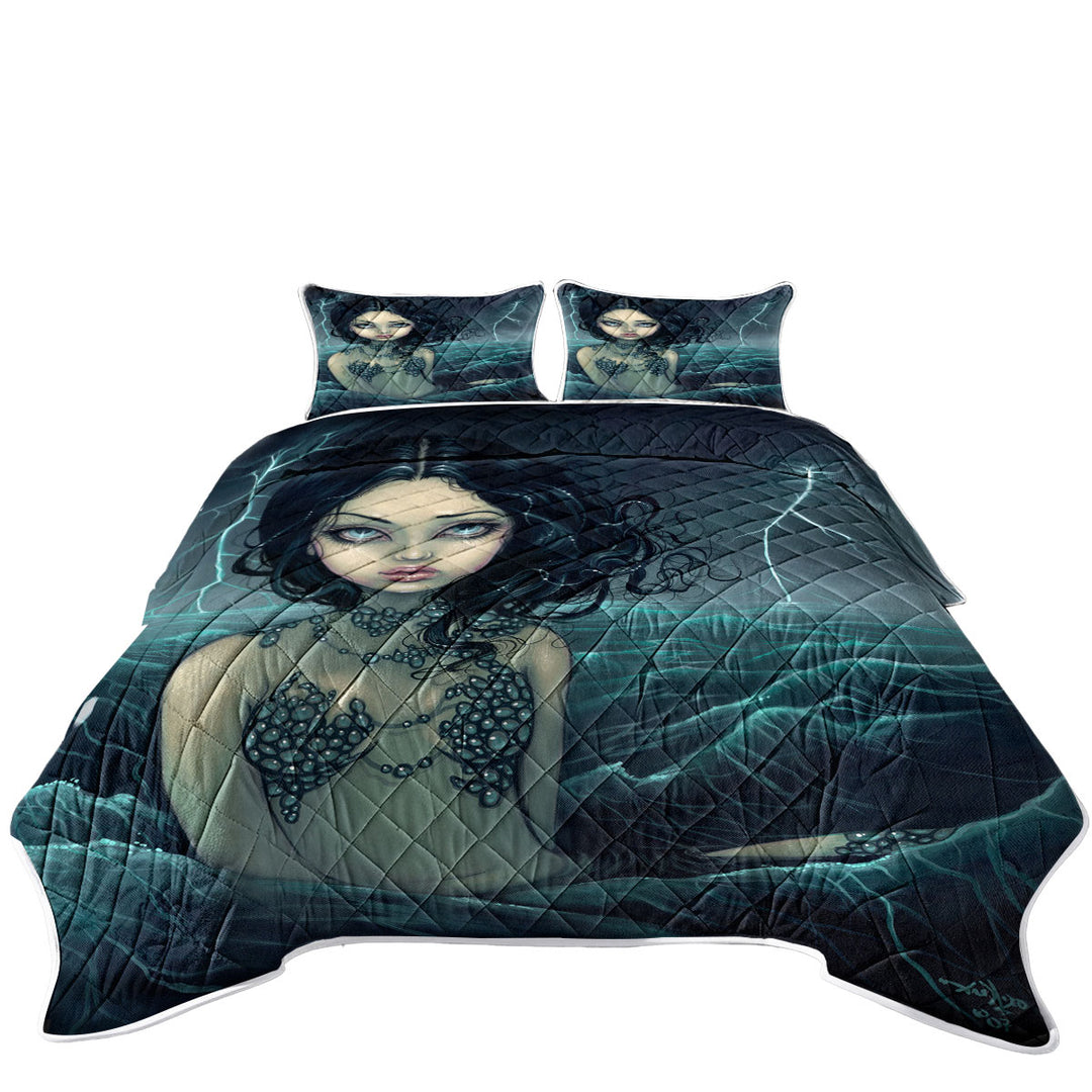 Quilt with Lightning Sea Storm The Luminous Eyed Mermaid