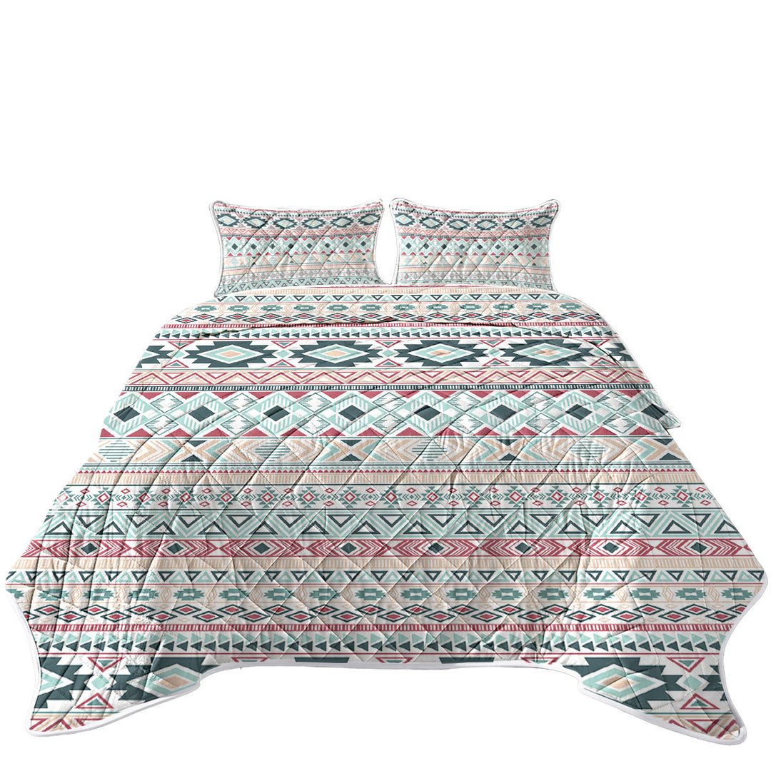 Quilt with Mint Hues Aztec Stripes