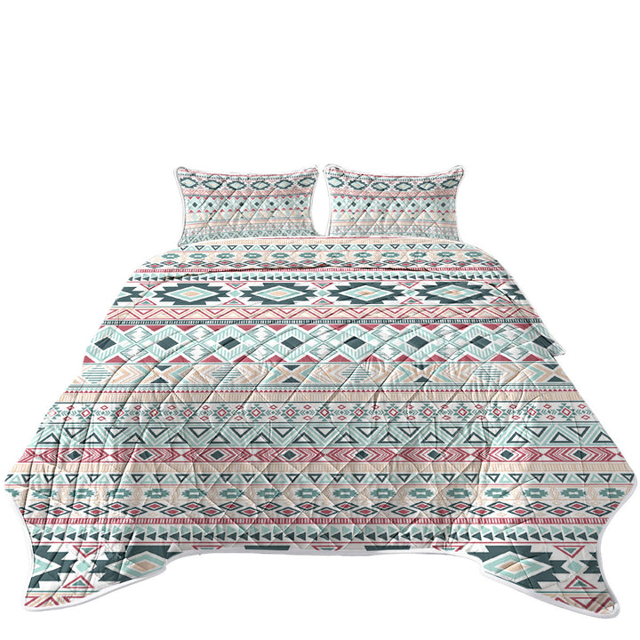 Quilt with Mint Hues Aztec Stripes
