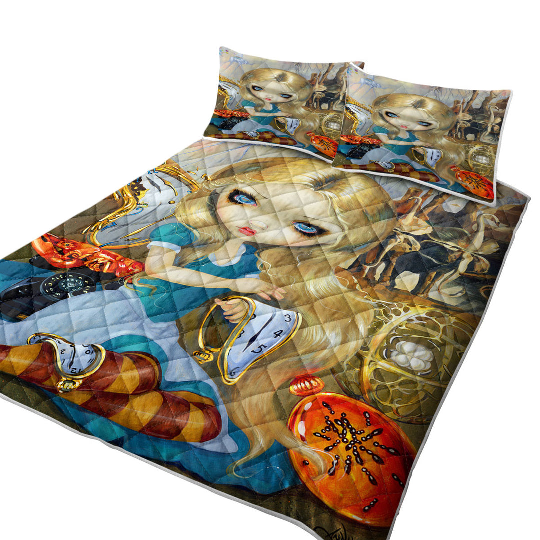 Quilt with Painted Fantasy Alice in a Dali Dream