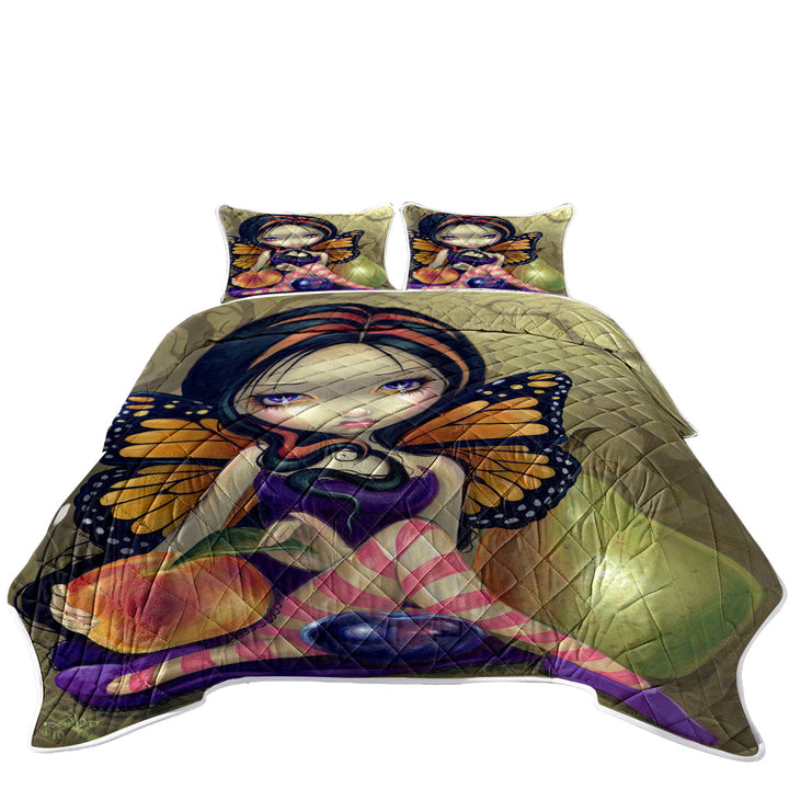 Quilt with Peach Plum Pear and the Cute Butterfly Fairy