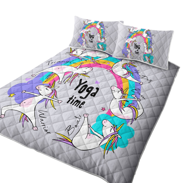 Quilt with Rainbow Yoga Time Unicorn