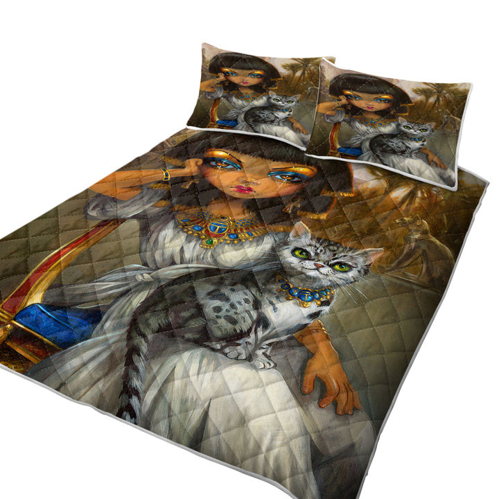 Quilt with Sanura Beautiful Egyptian Princess with Her Mau Cat