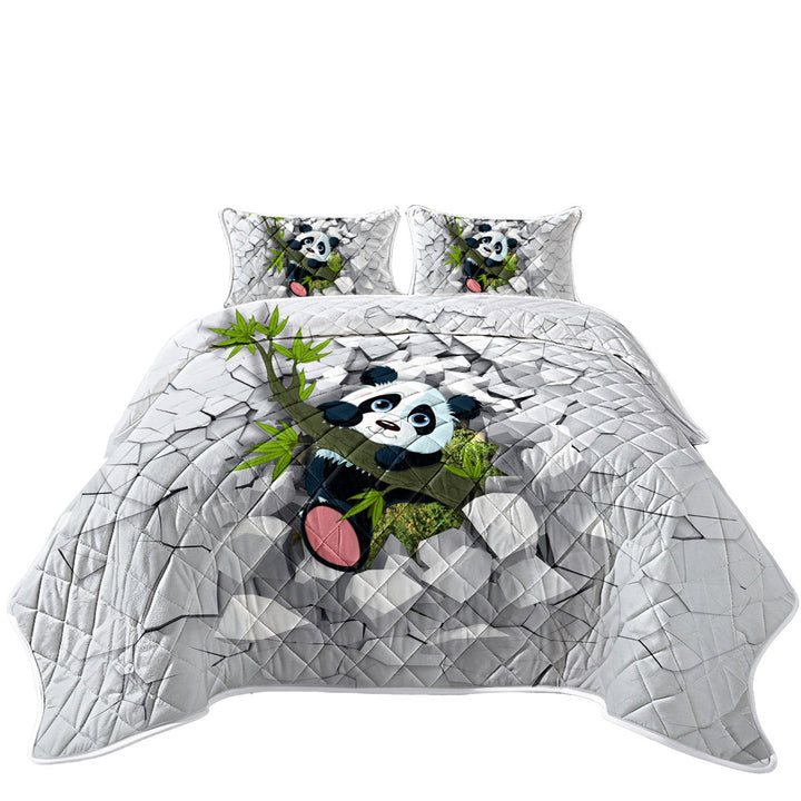 Quilt with Sweet Panda Puppy