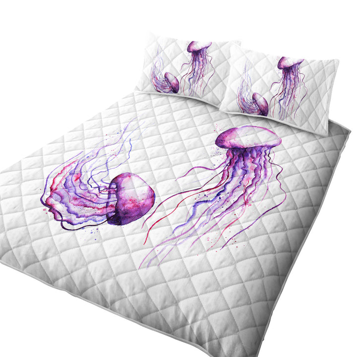 Quilt with Two Purple Jellyfish