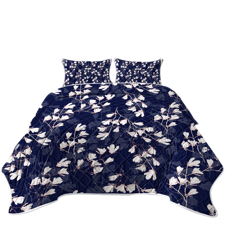 Quilt with White Flowers and In the Dark Flowers