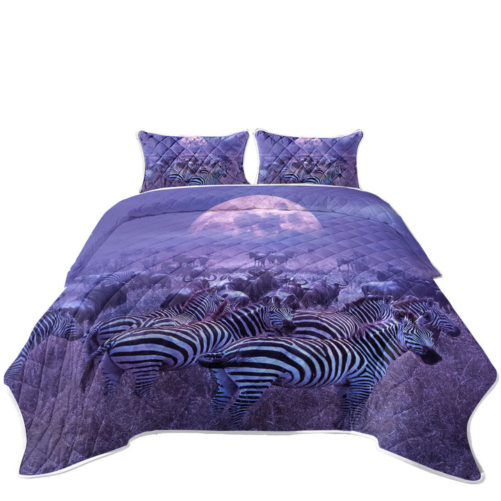 Quilt with Wildebeest and Zebra in the Wild
