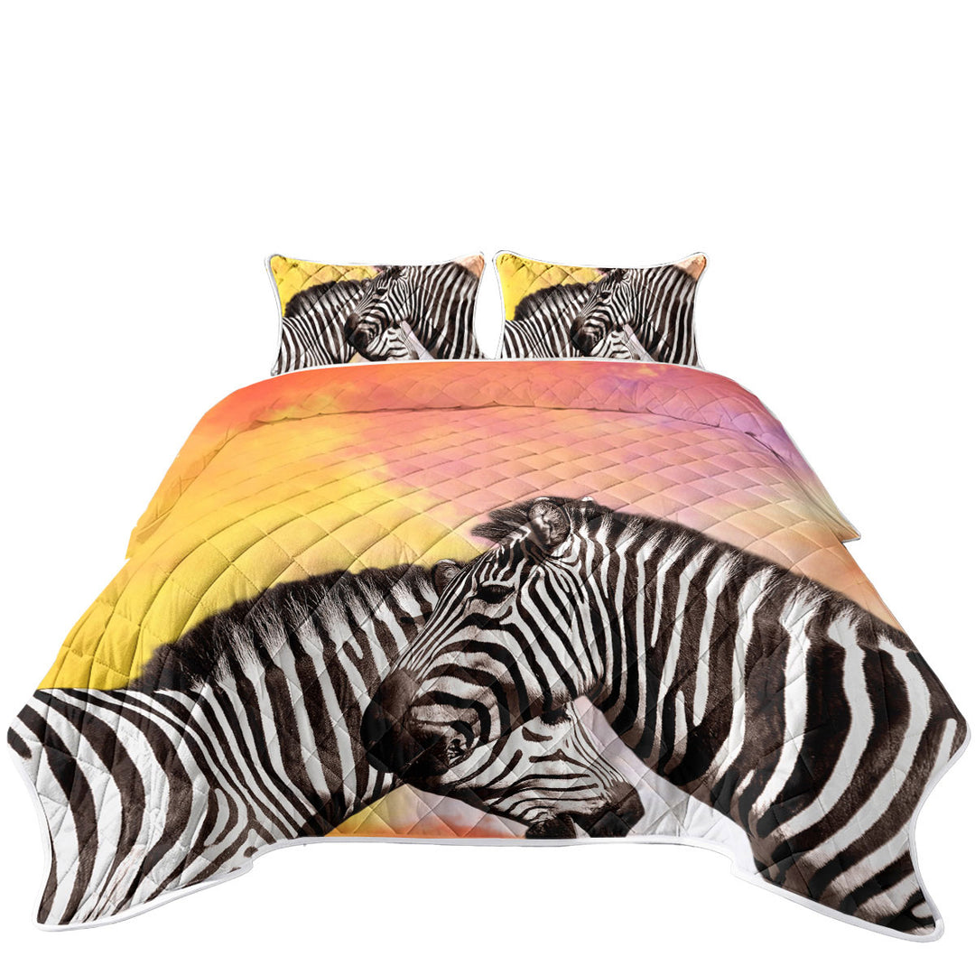 Quilts for Beds with Beautiful Zebra Couple