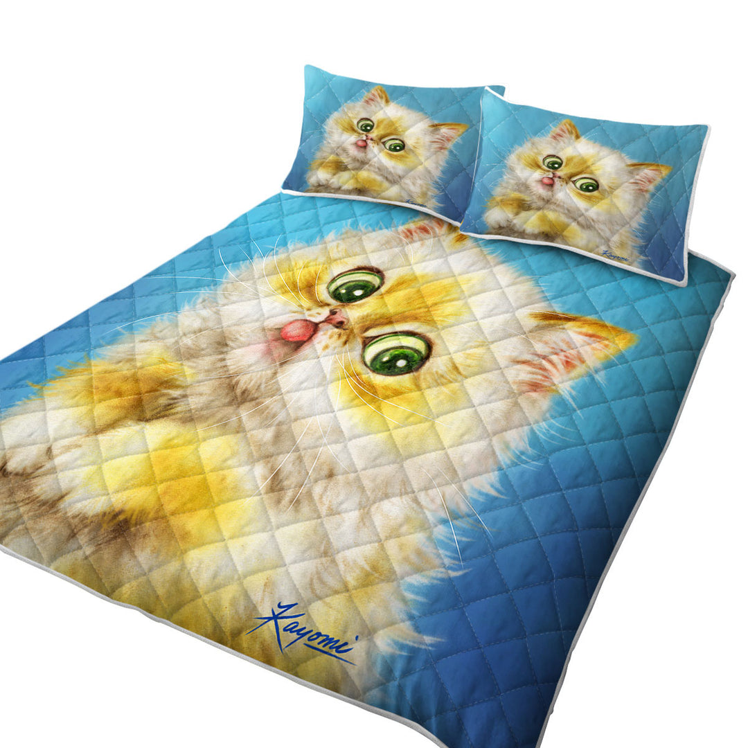 Quilts for Beds with Cats Cute and Funny Art Painting Furry Kitty Cat