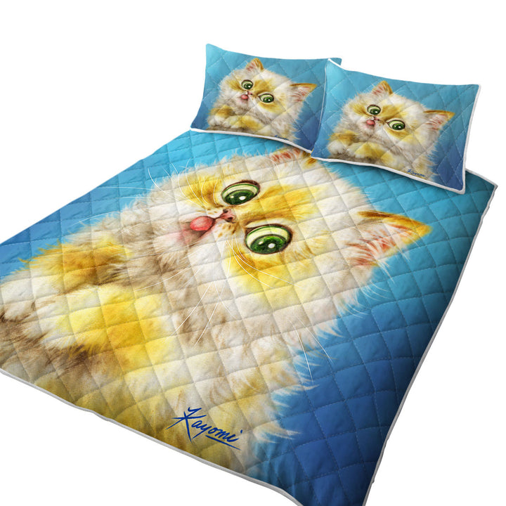 Quilts for Beds with Cats Cute and Funny Art Painting Furry Kitty Cat