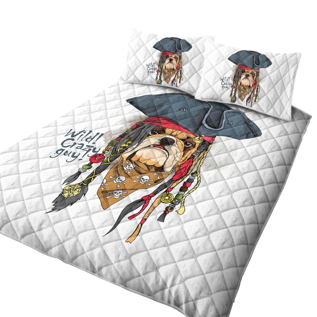 Quilts for Beds with Cool and Crazy Pirate Bulldog