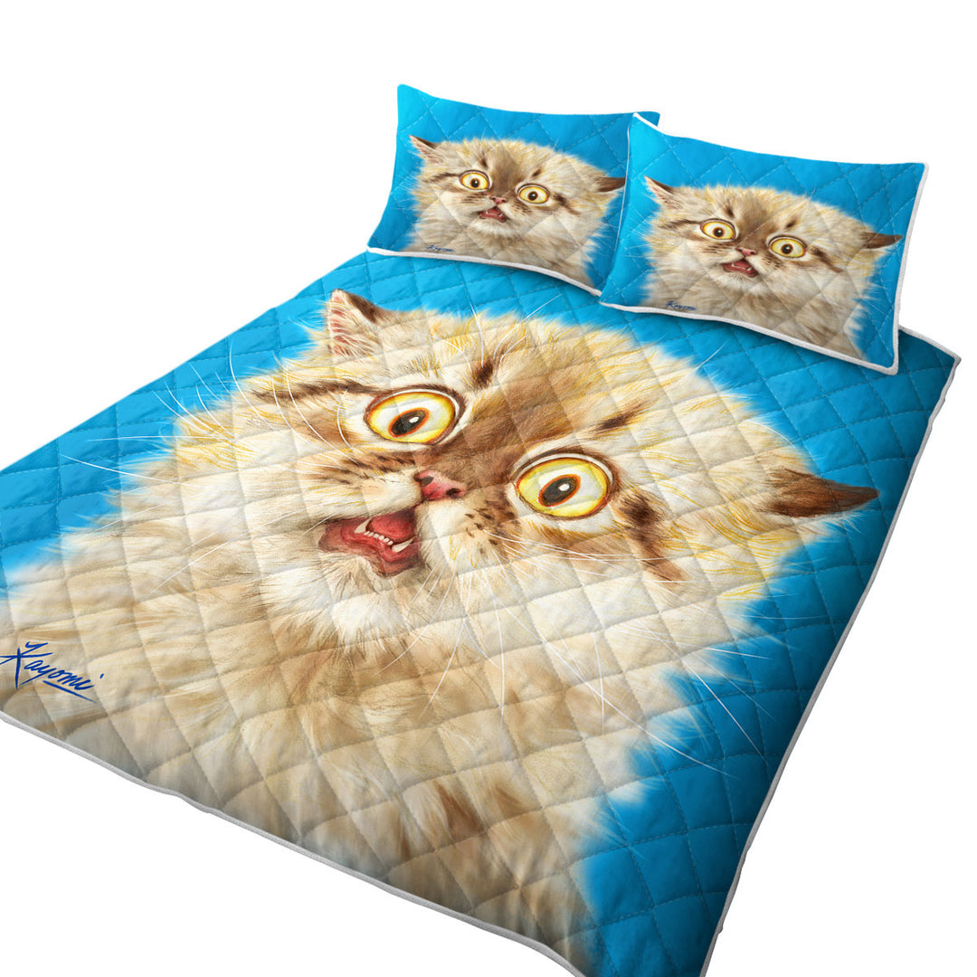Quilts for Beds with Cute Frightened Kitten Cat