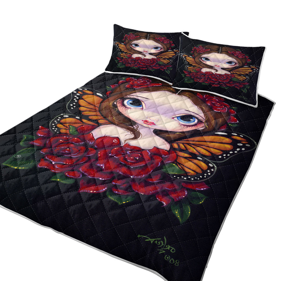 Quilts for Beds with Cute Girls Painting the Butterfly Rose Fairy