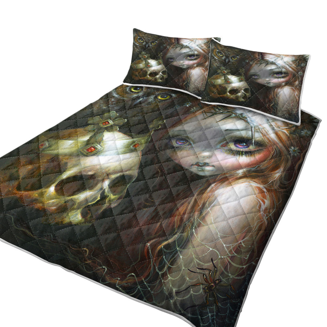 Quilts for Beds with Dark Art Empire of Dirt Girl and King Skull