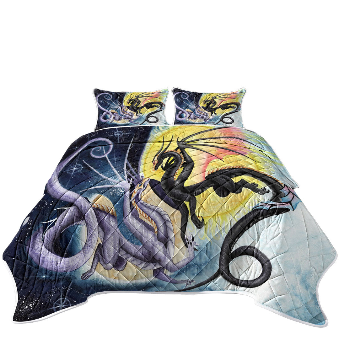 Quilts for Beds with Dragons War Fantasy Art Sun vs Moon