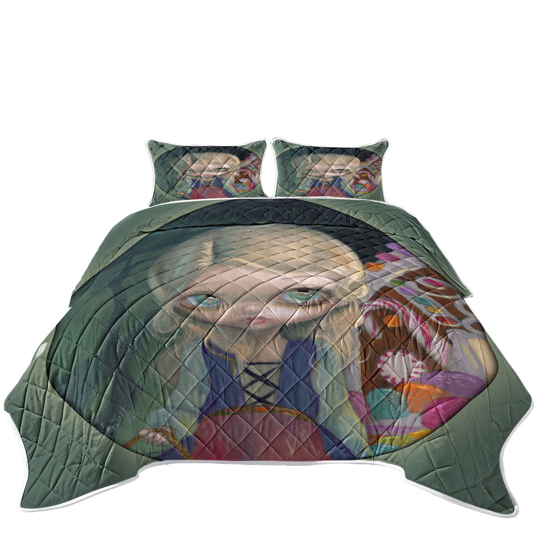 Quilts for Beds with Fairytale Kids Art Gretel House Made of Candy