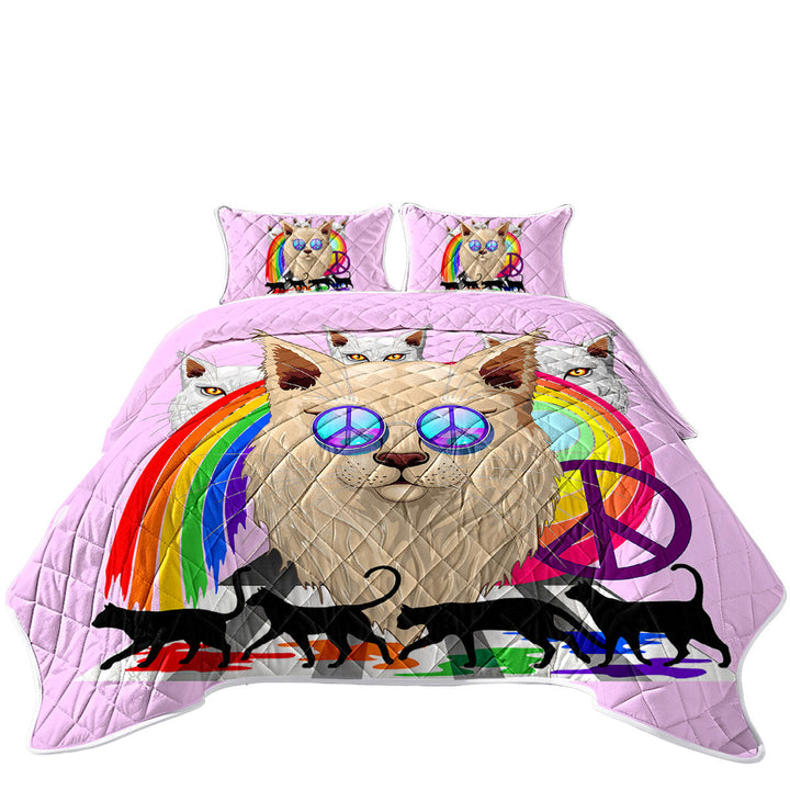 Quilts for Beds with Funny and Cool Retro Cats