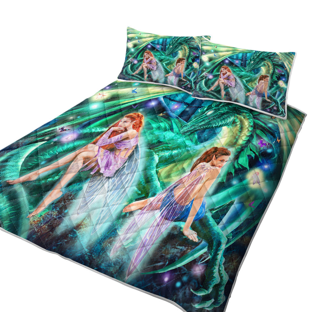 Quilts for Beds with Gemini Mischief Fairies and Dragon