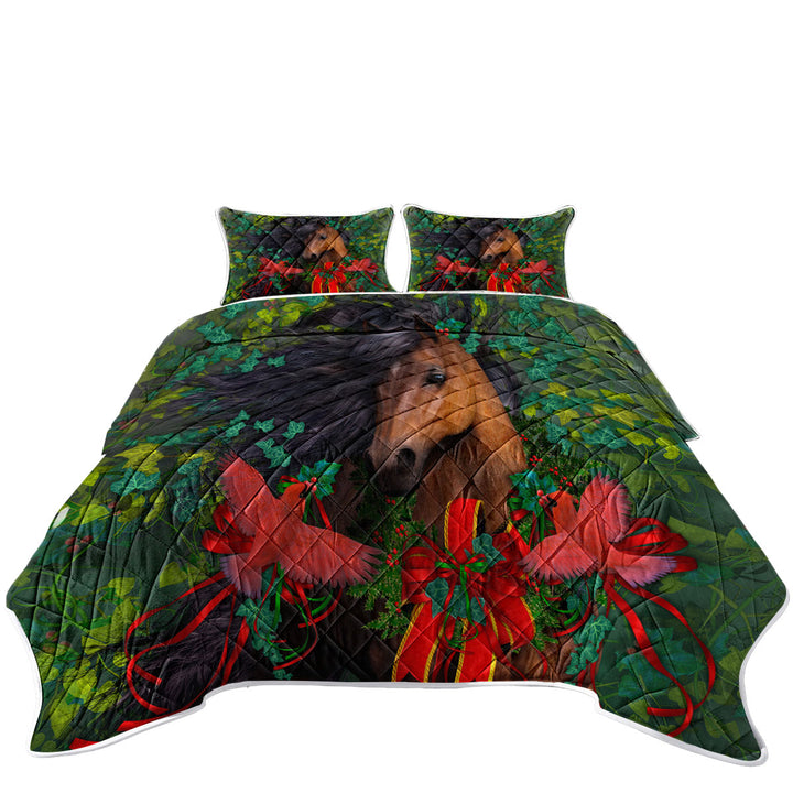 Quilts for Beds with Horse Art Morgans Christmas