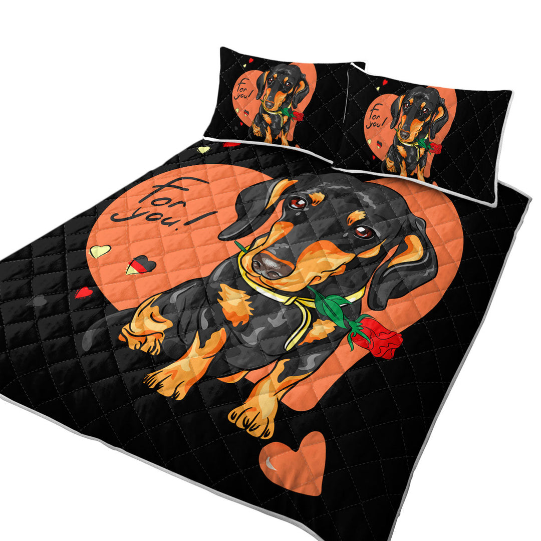 Quilts for Beds with Loving Dachshund Dog