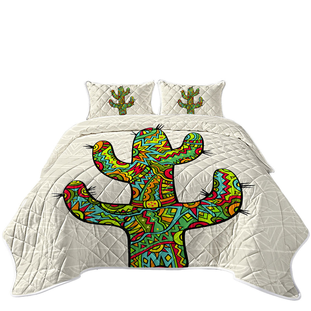 Quilts for Beds with Multi Colored South American Cactus
