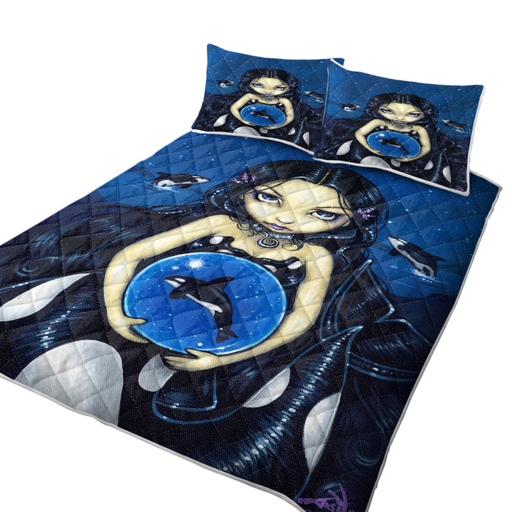 Quilts for Beds with Orca Magic Killer Whale Tail Mermaid