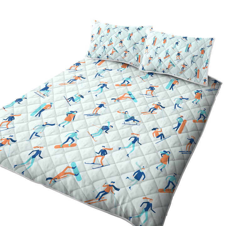 Quilts for Beds with Skiing and Snowboarding Pattern