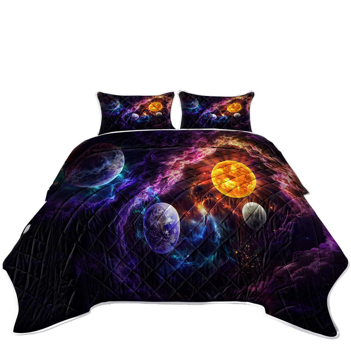 Quilts for Beds with Sun Earth Space Plan of Salvation
