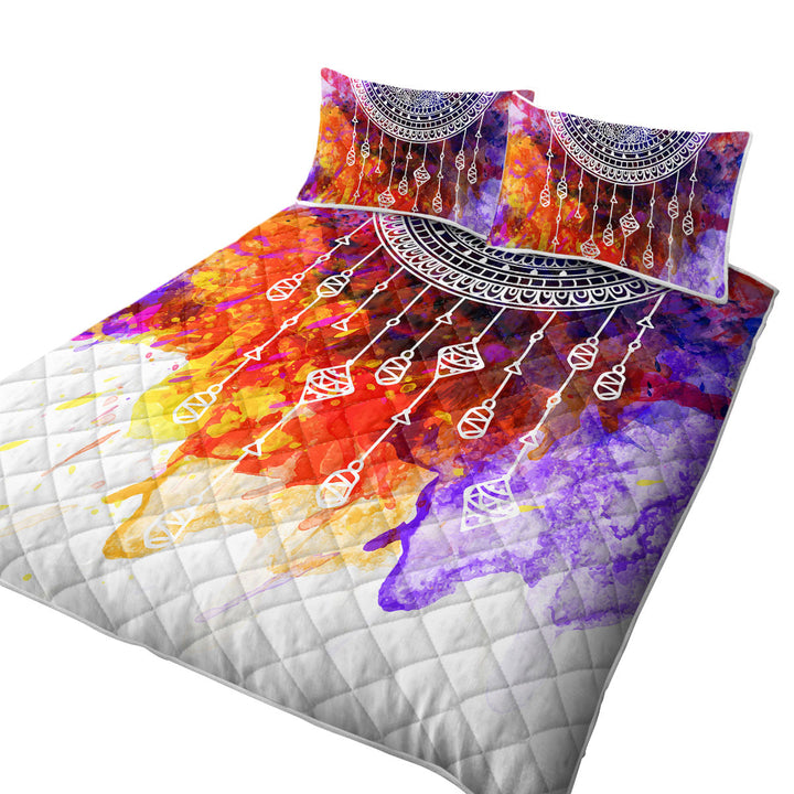 Quilts for Beds with Water Colored and Mandala