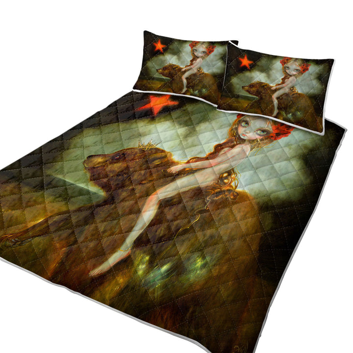 Quilts for sale with California Godiva Lady Riding a Bear