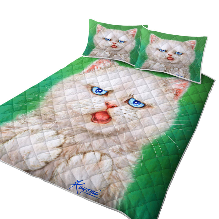 Quilts for sale with Cat Drawings Innocent White Kitten