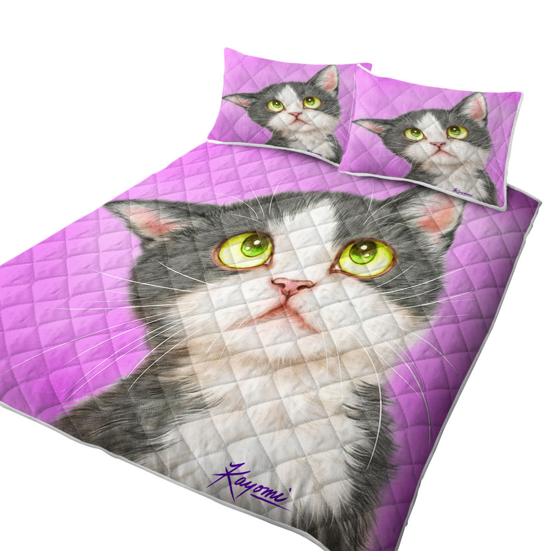 Quilts for sale with Cute Art for Kid Adorable Grey Kitten