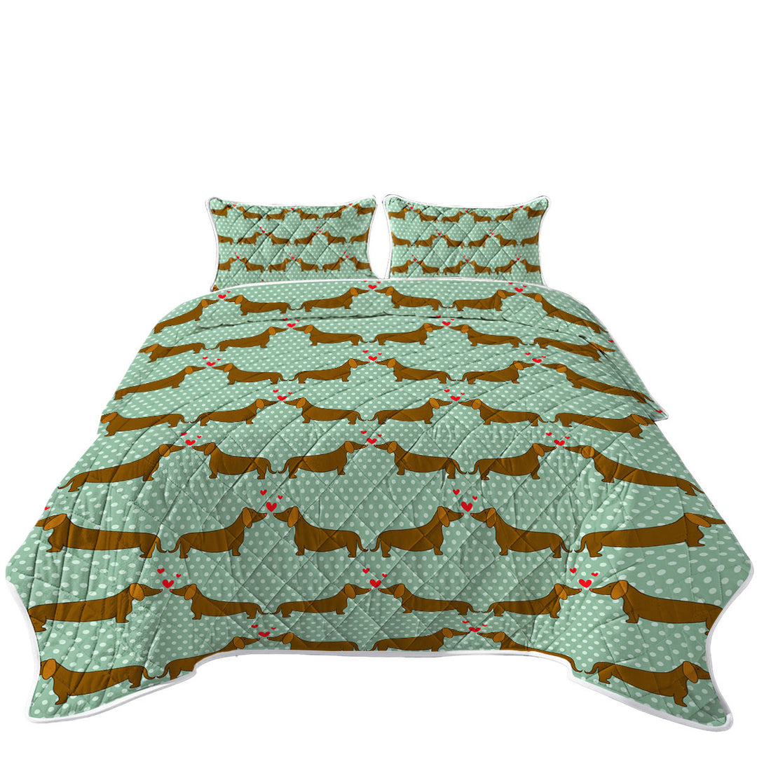 Quilts for sale with Cute Dachshund Dogs in Love
