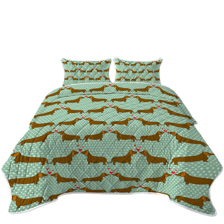 Quilts for sale with Cute Dachshund Dogs in Love