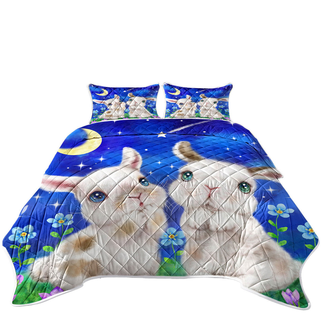 Quilts for sale with Cute Kids Art Designs Starry Night Bunnies
