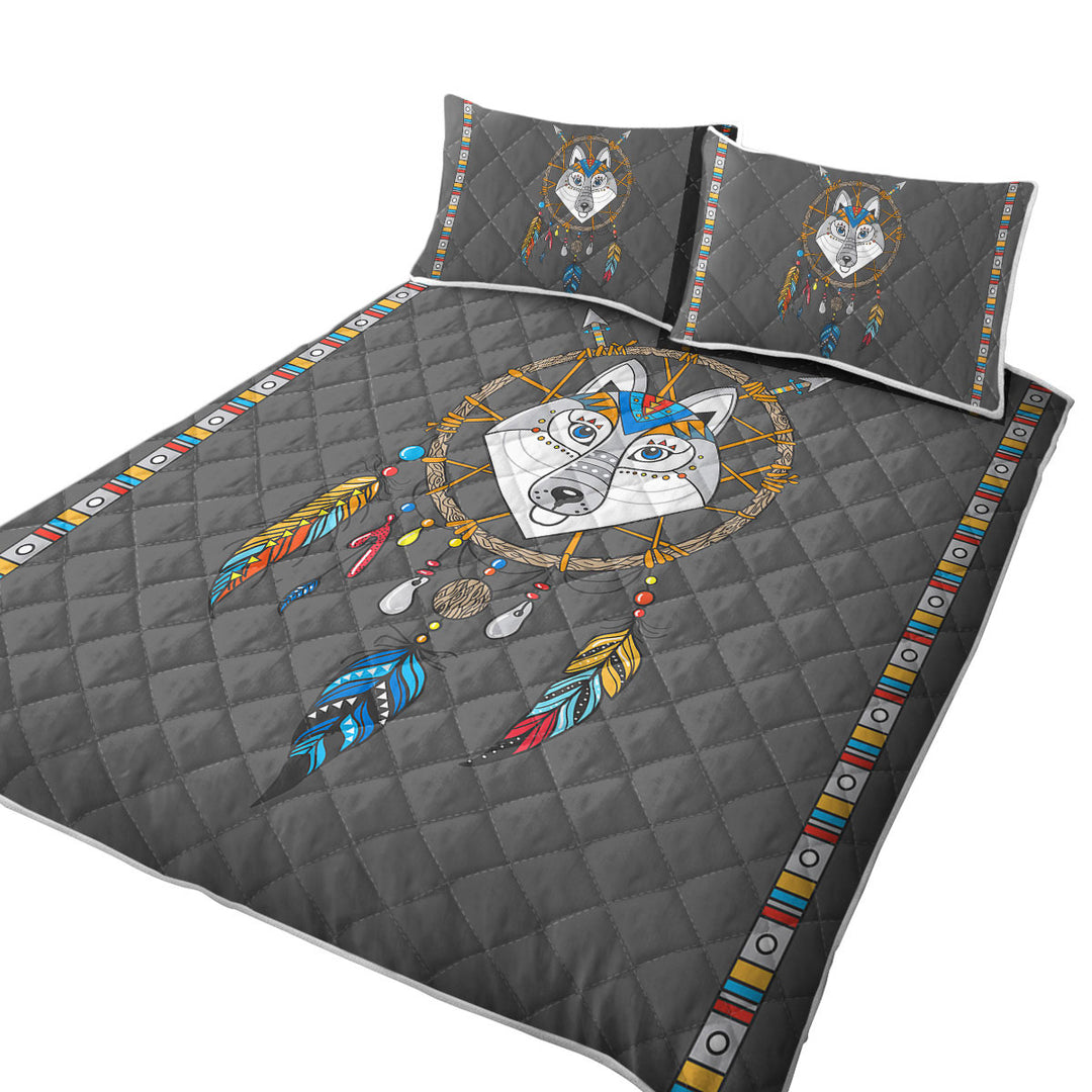 Quilts for sale with Cute Native Wolf Dream Catcher for Kids
