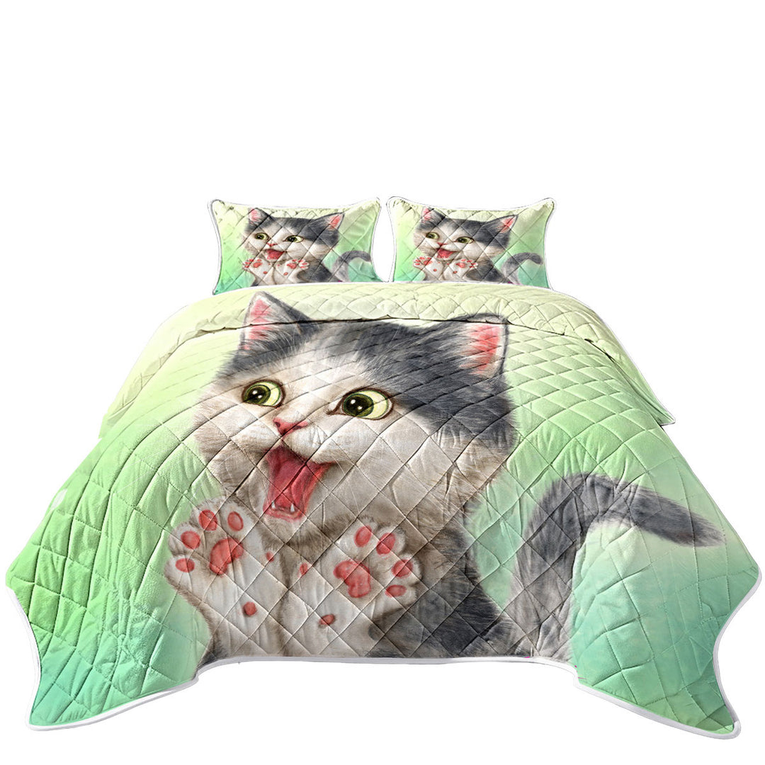 Quilts for sale with Excited Lovely Kitten for Kids