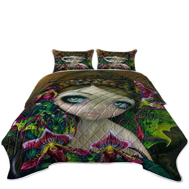 Quilts for sale with Fantasy Art Beautiful Fairy and Dragon Orchid