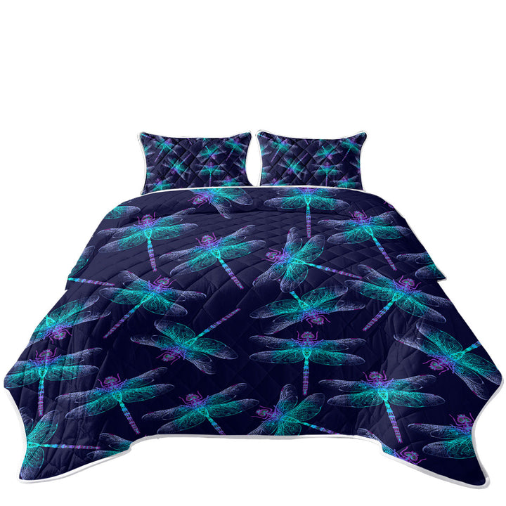 Quilts for sale with Glowing Purplish Dragonflies