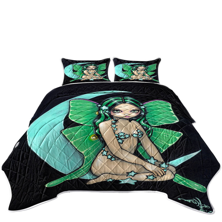Quilts for sale with Luna a Star Studded Green Highlights Little Fairy