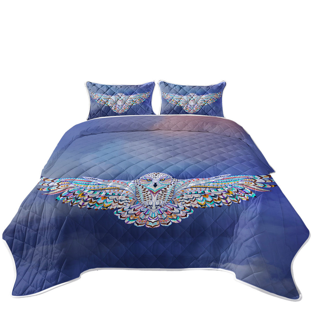 Quilts for sale with Multi Colored Native Flying Owl