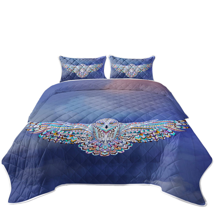 Quilts for sale with Multi Colored Native Flying Owl