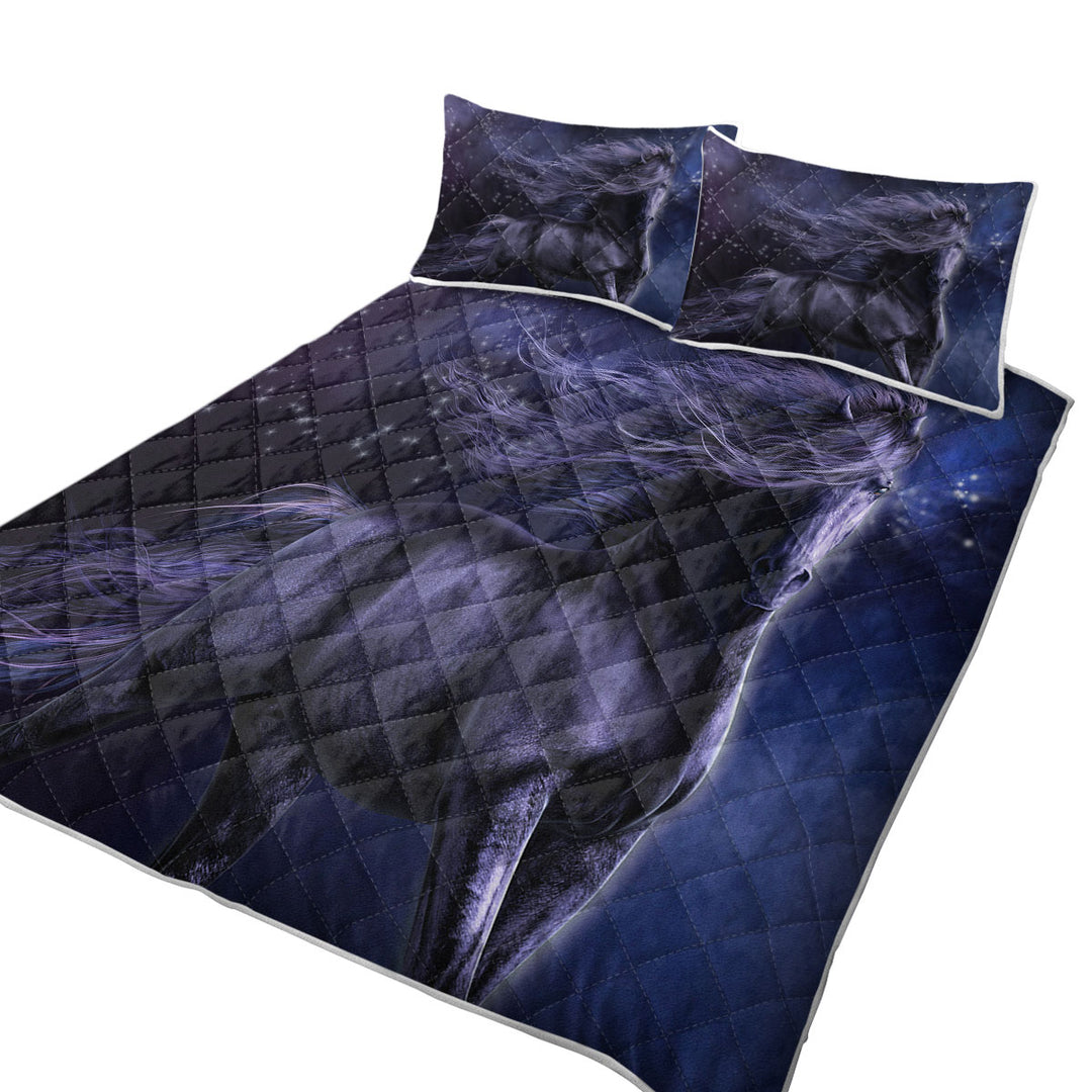 Quilts for sale with Stunning Black Horse the Black Thunder Horses Art