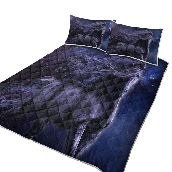 Quilts for sale with Stunning Black Horse the Black Thunder Horses Art