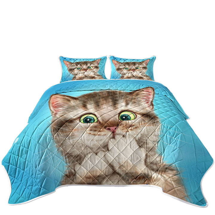 Quilts with Adorable Cat Sweet Regretful Kitten