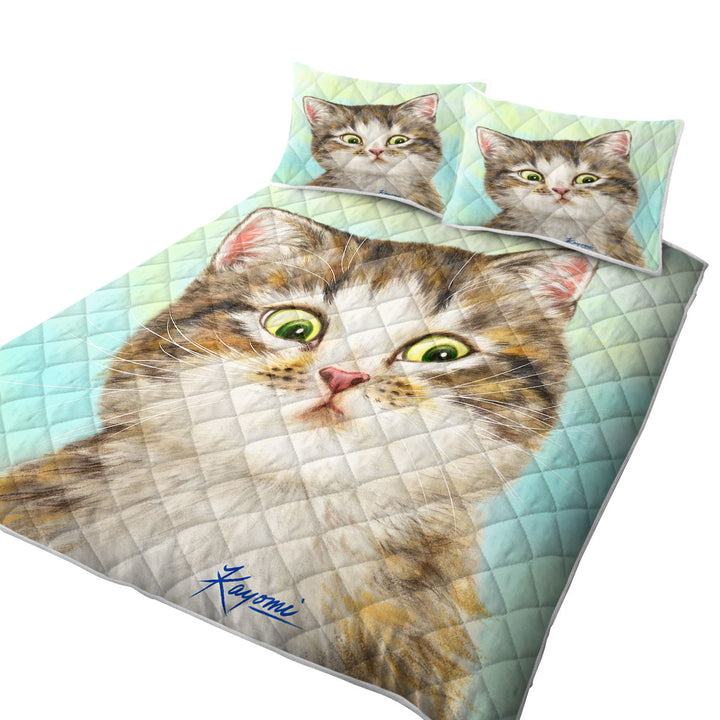 Quilts with Adorable Cat for Kids the Suspicious Kitten