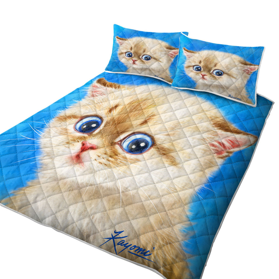 Quilts with Adorable Shy Kitty Cat for Children