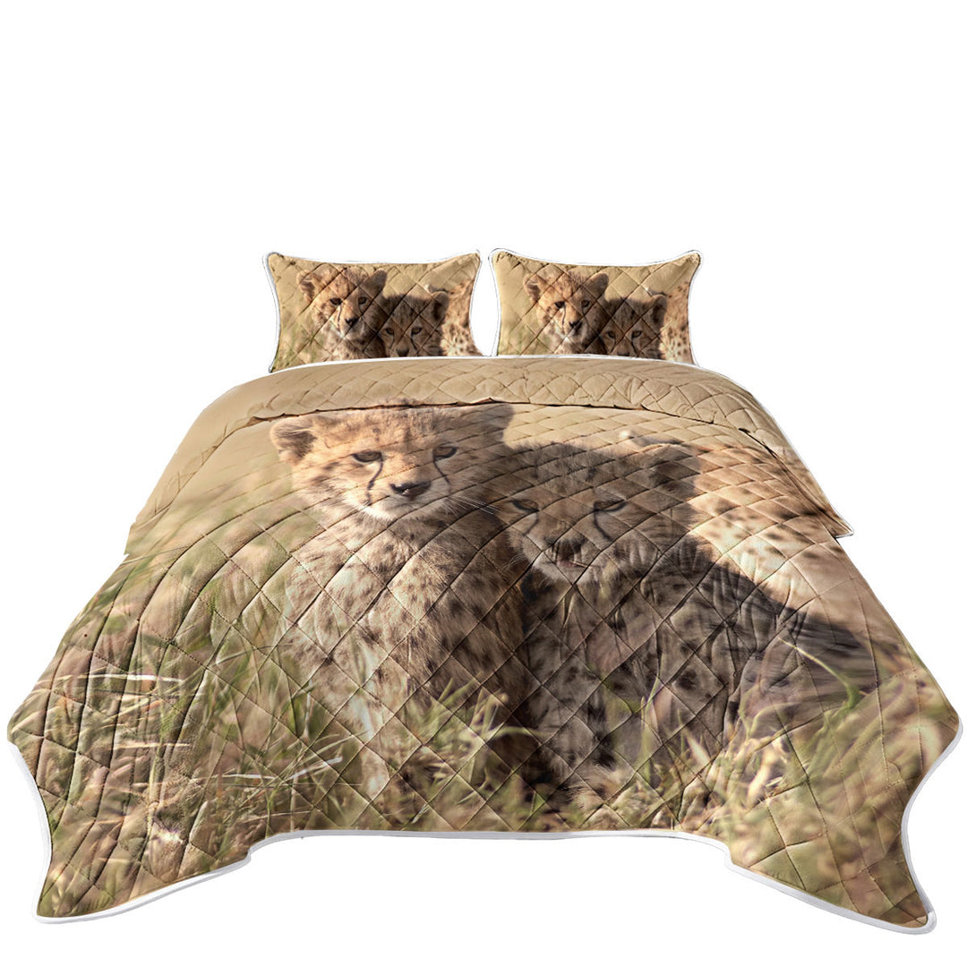 Quilts with Adorable Wild Cheetah Cubs