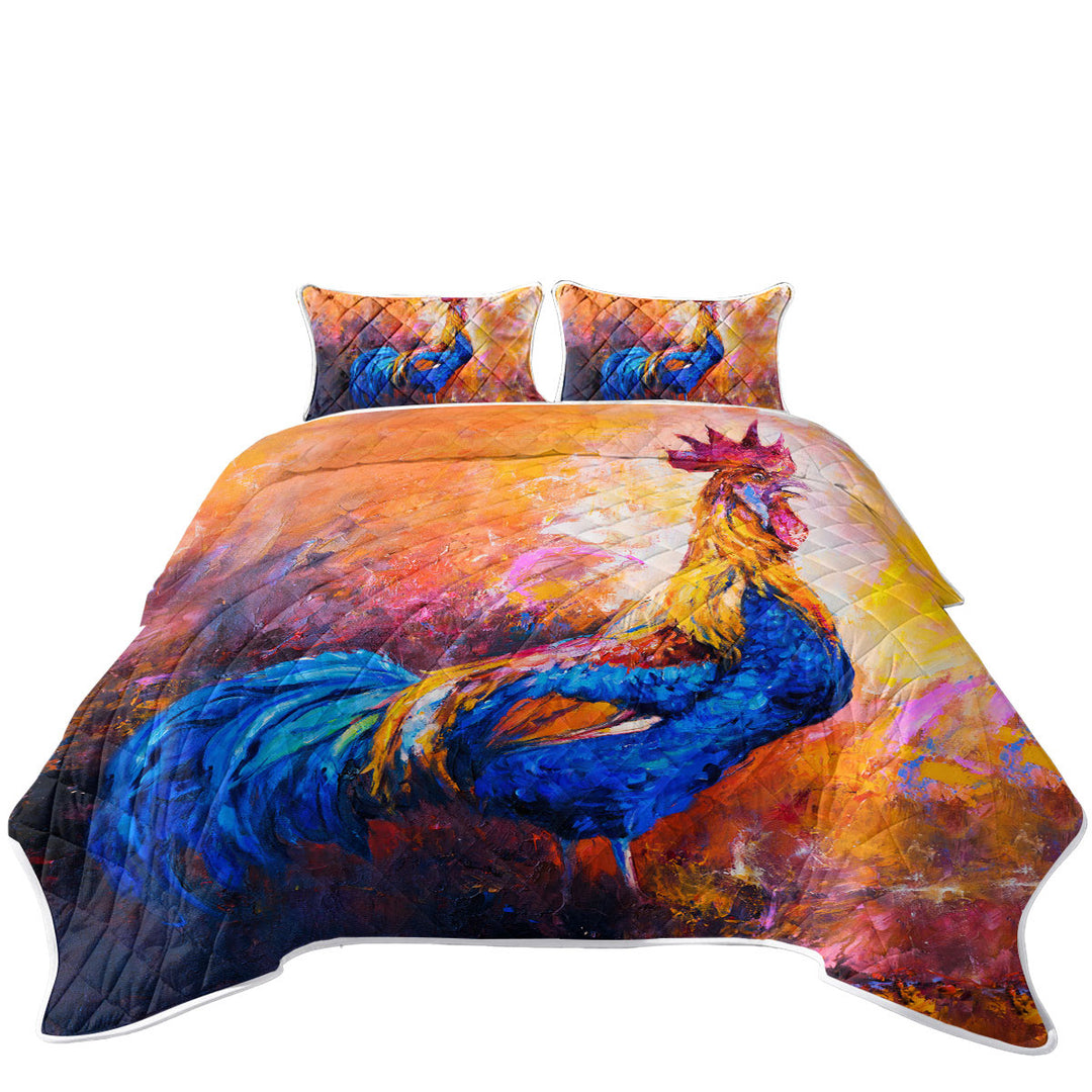 Quilts with Art Painting of Impressive Rooster
