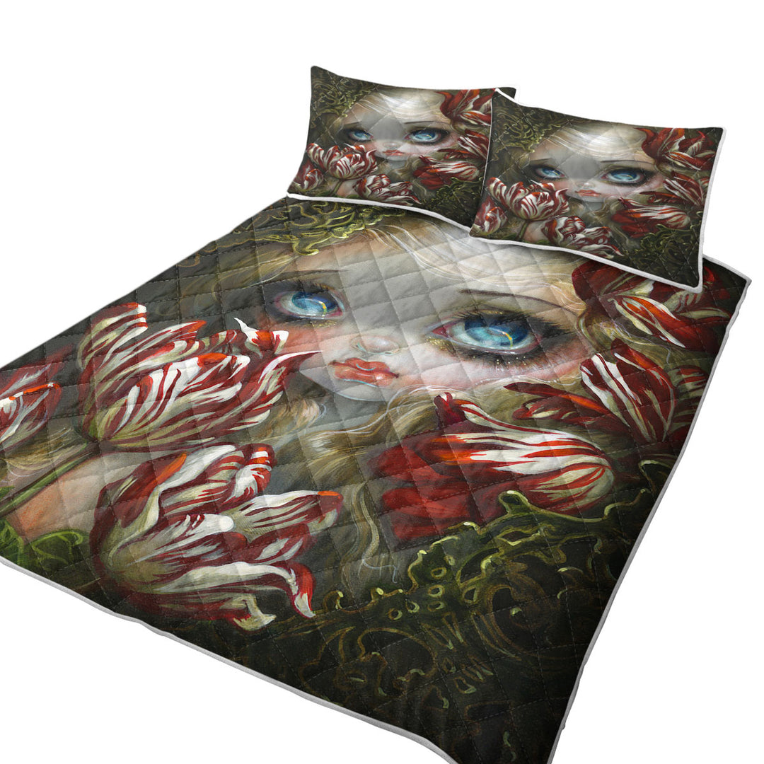 Quilts with Art Painting the Language of Flowers Tulips Girl